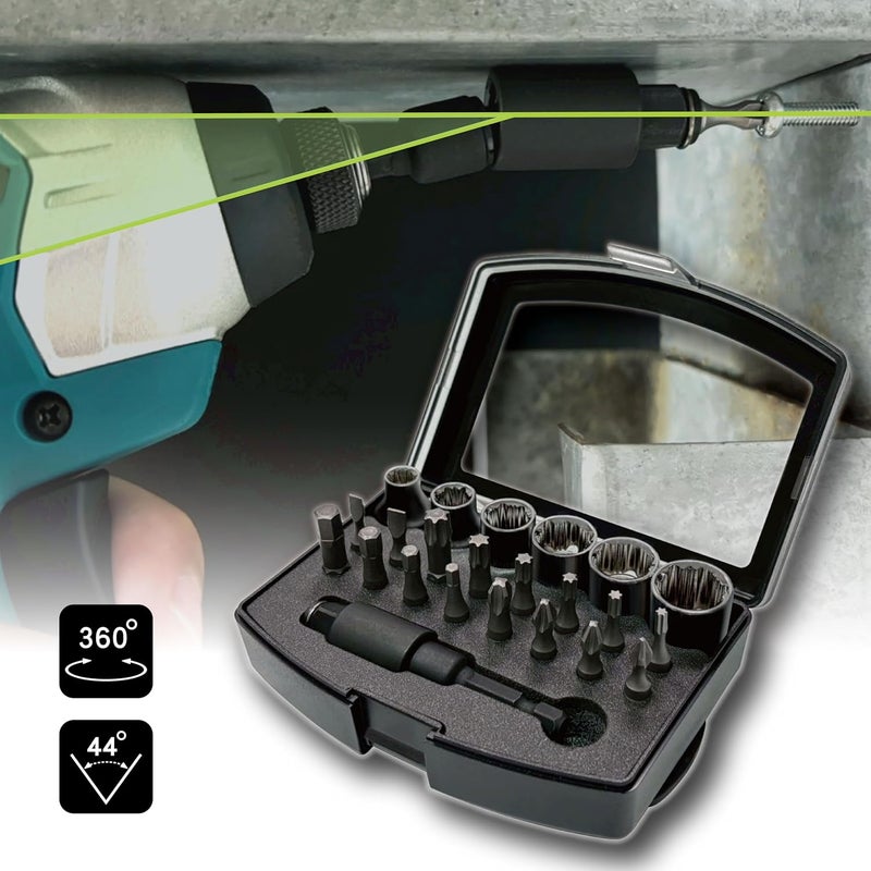 KESI TOOL 40-in-1 3/8" Drive Impact Socket Set with Swivel Adapter, SAE (1/4" - 9/16") & Metric (6mm - 14mm) & E-Socket (E8 - E18) & Stripped Bolt, Torsion Zone Impact Bits, CR-V Steel, USA Patent - Image 2